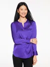 Talbots Petite - Soft Satin Charmeuse Top - Brilliant Purple - Xl  In Blue