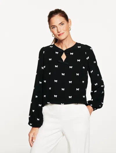 Talbots Petite - Soft Top - Dainty Bows - Black/white - Large