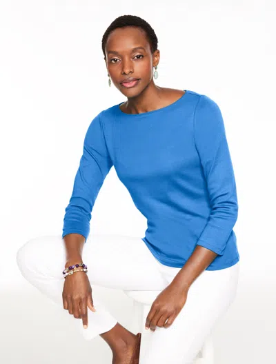 Talbots Petite - Solid Bateau Neck T-shirt Pima Cotton - Azure Blue - Xl