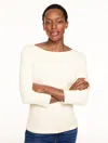 Talbots Petite - Solid Bateau Neck T-shirt Pima Cotton - Ivory - Xl  In White