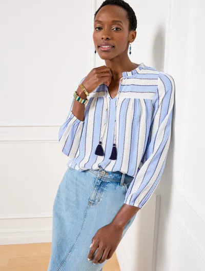 Talbots Misses - Spot Stripe Top - White/ink - Xl  In White,ink