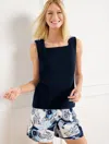 Talbots Petite - Square Neck Sleeveless Shell Top - Blue - Large