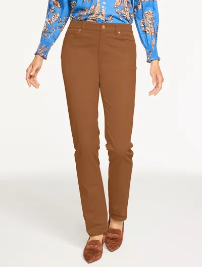 Talbots Petite - Straight Leg Stretch Corduroy Pants - Curvy Fit - Caramel - 14  In Brown