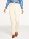 Talbots Petite - Straight Leg Stretch Corduroy Pants - Curvy Fit - Ivory - 16  In White