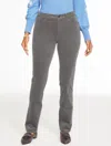 Talbots Petite - Straight Leg Stretch Corduroy Pants - Curvy Fit - Wren Grey - 16