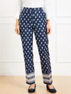 Talbots Petite - Straight Leg Twill Pants - Serene Paisley - Ink/ivory - 16 - 100% Cotton  In Ink,ivory