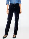 Talbots Petite - Straight Leg Velveteen Pants - Holiday Critter - Indigo - 16  In Blue