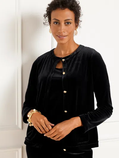 Talbots Stretch Velvet Cardigan Sweater - Black - 3x