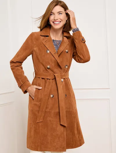 Talbots Petite - Suede Trench Coat - Saddle - 2
