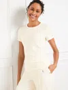 Talbots Petite - Supersoft Jersey Short Sleeve T-shirt - Ivory - Large  In White