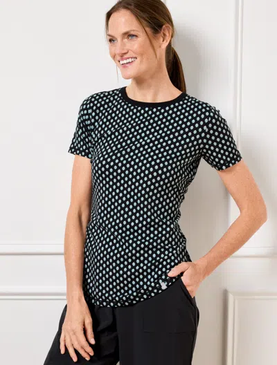 Talbots Plus Size - Supersoft Jersey Short Sleeve T-shirt - Shadow Boxes - Black - 2x