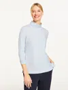 Talbots Petite - Supersoft Jersey Turtleneck T-shirt - Contrast - Blue Frost Heather - Xl