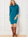 Talbots Petite - Supersoft Johnny Collar Sweater Dress - Teal Ocean - Xl  In Teal Ocean