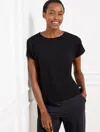 Talbots Misses - Supersoft Slub Crewneck T-shirt - Black - Xl  In Black