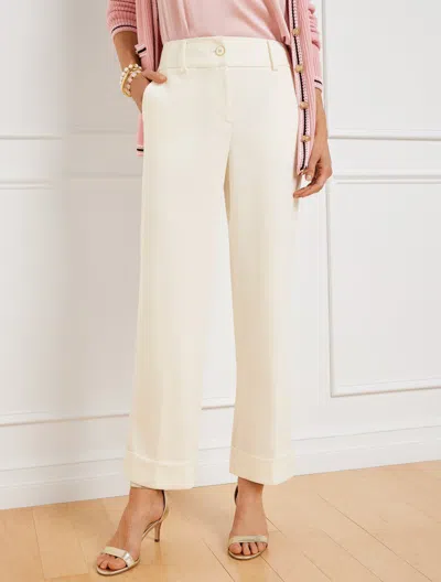 Talbots Petite - Tailored Stretch Slim Wide Ankle Pants - Ivory - 12  In Ivory