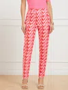 Talbots Petite -  Chatham Slim Ankle Pants - Floral Jacquard - Ivory/red Pepper - 16 In Ivory,red Pepper