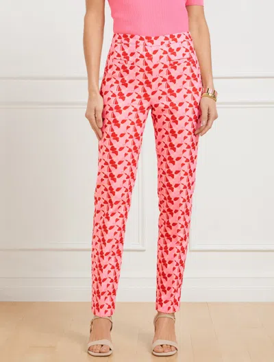 Talbots Petite -  Chatham Slim Ankle Pants - Floral Jacquard - Ivory/red Pepper - 16 In Ivory,red Pepper