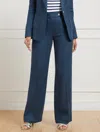 Talbots Plus Petite -  Greenwich Wide Leg Linen Pants - Cross Dyed - Indigo/dusky Blue - 14 In Indigo,dusky Blue