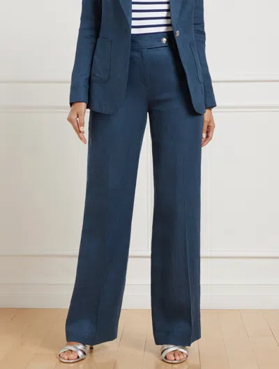 Talbots Plus Petite -  Greenwich Wide Leg Linen Pants - Cross Dyed - Indigo/dusky Blue - 14 In Indigo,dusky Blue