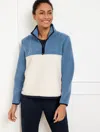 Talbots Petite - Teddy Sherpa Colorblock Half-zip Pullover Sweater - Moonlight Blue - Large