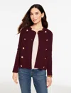 Talbots Petite - Texture Stitch Double Breasted Jacket - Rich Burgundy - Xl