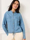 Talbots Petite - Tie Front Denim Top - Sea Blue Wash - Xl - 100% Cotton  In Sea Blue Wash