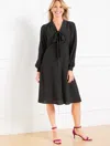Talbots Petite - Tie Neck Shift Dress - Polka Dot - Black/ivory - 2  In Black,ivory