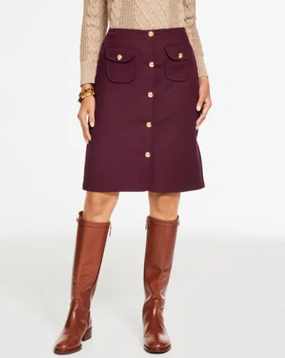 Talbots Petite - Twill A-line Skirt - Rich Burgundy - 14