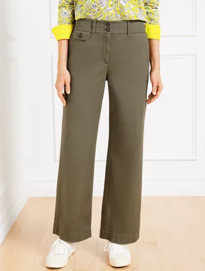 Talbots Petite - Twill Wide Leg Pants - Deep Moss - 6  In Deep Moss