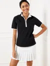 Talbots Petite - Upf 50+ Piquã© Half-zip Polo - Black - Small