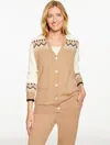 Talbots Petite - V-neck Cardigan Sweater - Nordic Fair Isle - Toasted Coconut Heather - Xl  In Brown