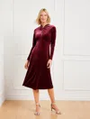 Talbots Velvet Draped Neck Midi Dress - Dark Ruby - 16  In Dark Ruby