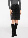 Talbots Petite - Velveteen A-line Skirt - Swirly Leopard - Dark Grey/black - 14  In Black