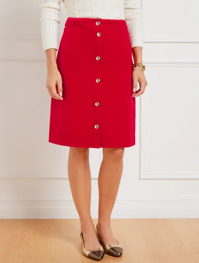 Talbots Petite - Velveteen Button Front A-line Skirt - Red - 4