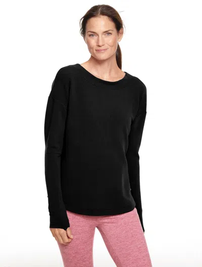 Talbots Petite - Waffle Knit Open Back Pullover Sweater - Black - Large