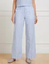 Talbots Petite - Wide Ankle Fresh Poplin Pants - Dewdrop Stripe - Vista Blue - 12 - 100% Cotton  In Vista Blue