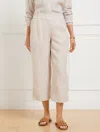 Talbots Plus Petite - Wide Crop Pull-on Washed Linen Pants - Cross Dyed - Beige/white - 3x  In Beige,white