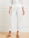 Talbots Petite - Wide Crop Pull-on Washed Linen Pants - White - Large  In White