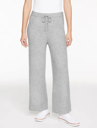 Talbots Petite - Wide Leg Ribbed Pants - Grey Sky Heather - Medium  In Gray