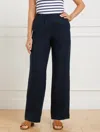 Talbots Petite - Wide Leg Washed Linen Pants - Blue - Xl  In Blue