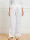 Talbots Petite - Wide Leg Washed Linen Pants - White - Xl