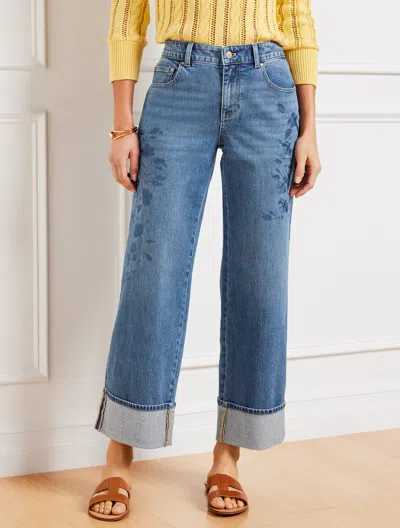 Talbots Petite - Wide Straight Ankle Embroidered Cuff Jeans - Botanica Wash - 16