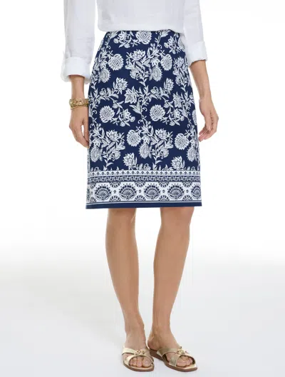 Talbots Petite - Canvas A-line Skirt - Etched Foulard - Ink/white - 6  In Multi