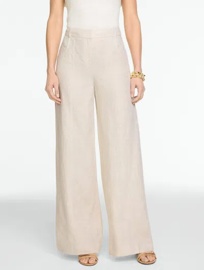Talbots Petite - Classic Linen Wide Leg Trousers - Flax - 12  In Brown
