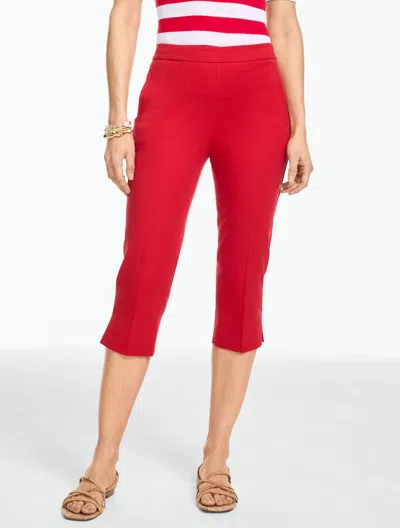Talbots Petite - Cotton Bi-stretch Capri Pants - Red - 16