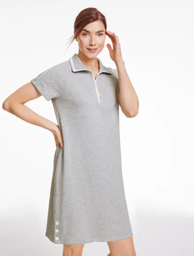 Talbots Petite - French Terry Half-zip Dress - Grey Sky Heather - Xl