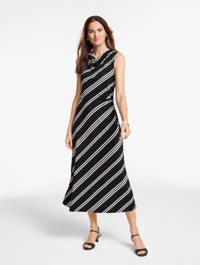 Talbots Petite - Jersey Fit-&-flare Maxi Dress - Cliff Stripe - Black/ivory - 16  In Multi