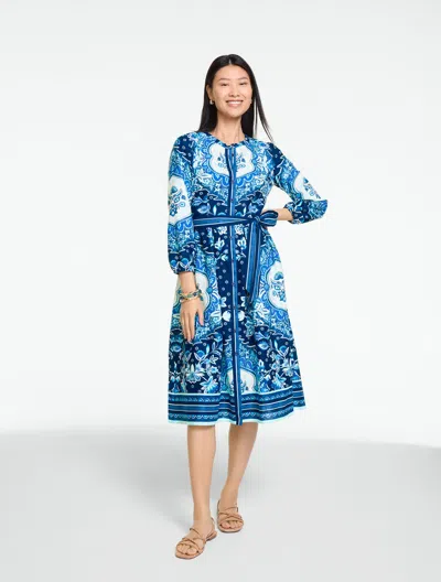 Talbots Petite - Linen Blend Shirtdress - Paradise Garden - Ink - 16  In Black