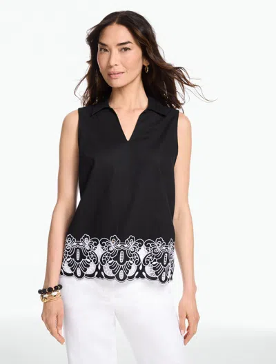 Talbots Petite - Linen Popover Shirt - Black - Medium