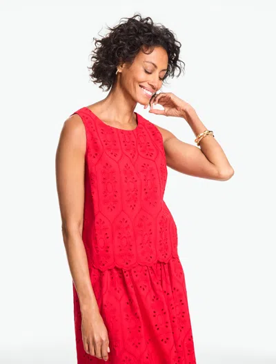 Talbots Petite - Marquise Eyelet Shell Sweater - Red - Large